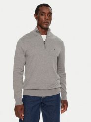 Tommy Hilfiger Sweter Essential MW0MW37331 Szary Regular Fit. Szare swetry męskie Tommy Hilfiger, l, bez wzorów, z bawełny, bez kołnierzyka, bez ramiączek. Za 519.99 zł.