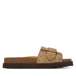 Klapki Scholl. Brązowe klapki damskie Scholl, bez wzorów, bez obcasa, bez zapięcia. Za 269.99 zł.