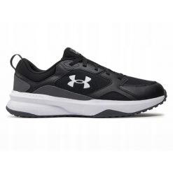 Buty na trening na co dzień męskie UNDER ARMOUR CHARGED EDGE skóra. Czarne buty sportowe męskie Under Armour, bez wzorów, ze skóry, bez zapięcia, na fitness i siłownię. Za 209.99 zł.
