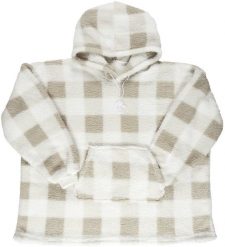 INTESI BLUZA OCIEPLANA DŁUGA/ SNUDDIE W KRATĘ BEŻOWA/BIAŁA. Białe bluzy damskie Intesi, bez wzorów, bez ramiączek, bez kaptura. Za 136.14 zł.