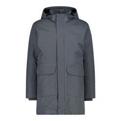 Kurtka parka z kapturem na zamek CMP. Szare parki męskie CMP, bez wzorów, bez kołnierzyka, z kapturem. Za 676.00 zł.