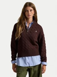 Polo Ralph Lauren Sweter 211963467505 Brązowy Relaxed Fit. Brązowe swetry nierozpinane damskie Polo Ralph Lauren, l, bez wzorów, z bawełny, bez kołnierzyka, bez ramiączek. Za 1,199.00 zł.