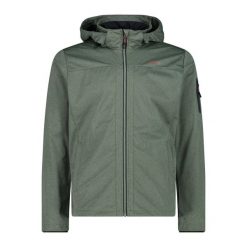 Kurtka turystyczna z kapturem CMP. Zielone kurtki sportowe męskie CMP, na wiosnę, bez wzorów, z softshellu, z kapturem, trekkingowe. Za 371.50 zł.