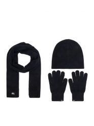 Quiksilver Zestaw czapka, szalik i rękawiczki CWBEO-QS-SM346-001-AW26 Granatowy. Niebieskie rękawiczki męskie Quiksilver, bez wzorów. Za 139.99 zł.