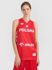 4F Koszulka reprezentacyjna z możliwością personalizacji damska 4F x PZKOSZ - czerwona XL. Czerwone koszulki sportowe damskie 4F, l, bez wzorów, z materiału, bez ramiączek, do koszykówki. Za 219.99 zł.