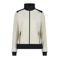 Damska kurtka narciarska z kapturem CMP. Białe kurtki sportowe damskie CMP, na zimę, xs, bez wzorów, z softshellu, bez ramiączek, z kapturem, narciarskie. Za 439.99 zł.