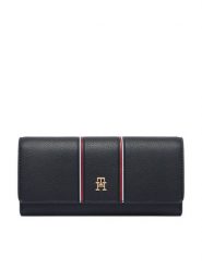 Tommy Hilfiger Portfel Th Icon Lrg Flap Wallet Corp AW0AW18656 Granatowy. Niebieskie portfele damskie Tommy Hilfiger, ze skóry. Za 329.99 zł.
