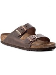 Birkenstock Klapki Arizona BS 0052533 Brązowy. Brązowe klapki damskie Birkenstock, bez wzorów, z nubiku, bez obcasa, bez zapięcia. Za 399.00 zł.