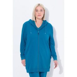 Damskie Bluza dresowa ozdobna lamówka oversize kaptur. Niebieskie bluzy damskie Ulla Popken, bez wzorów, z bawełny, bez ramiączek, bez kaptura. Za 239.99 zł.