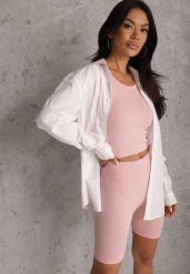 Różowe Elastyczne Szorty Biker High Waist Diovien. Czerwone szorty damskie Renee, bez wzorów, prążkowane, z podwyższonym stanem. Za 49.99 zł.