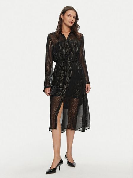 Armani Exchange Sukienka koszulowa 6DYA44 YN2VZ 42AP Czarny Regular Fit. Czarne sukienki damskie Armani Exchange, bez wzorów, z wiskozy, bez kołnierzyka, bez ramiączek, koszulowe. Za 519.99 zł.