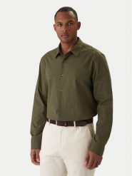 Calvin Klein Koszula LV04LB148G Khaki Slim Fit. Brązowe koszule męskie Calvin Klein, l, bez wzorów, z bawełny, biznesowe, bez kołnierzyka, bez ramiączek. Za 349.99 zł.