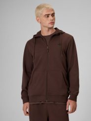 4F Bluza dresowa regular z kapturem męska - brązowa L. Brązowe bluzy męskie 4F, l, bez wzorów, z dresówki, bez ramiączek, z kapturem. Za 169.99 zł.