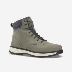 Buty turystyczne męskie Quechua NH500 skóra. Brązowe buty zimowe męskie QUECHUA, na zimę, bez wzorów, ze skóry, przed kolano, bez obcasa, bez zapięcia. W wyprzedaży za 249.99 zł.