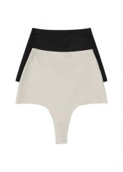 Stringi shape bezszwowe, średni stopień modelowania sylwetki (2 pary). Czarne majtki damskie bonprix. Za 77.99 zł.
