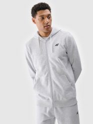4F Bluza dresowa rozpinana z kapturem męska - szara L. Szare bluzy sportowe męskie 4F, l, bez wzorów, z bawełny, z kapturem. Za 169.99 zł.