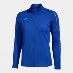 Bluza do biegania damska Joma R-City Full Zip. Niebieskie bluzy damskie Joma, s, bez wzorów, z elastanu, sportowe, bez ramiączek, bez kaptura. Za 149.99 zł.