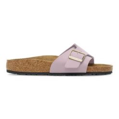 Birkenstock Catalina BF Faded Purple Klapki damskie. Fioletowe klapki damskie Birkenstock, na lato, bez wzorów, z materiału, eleganckie, bez obcasa, bez zapięcia. Za 269.99 zł.