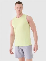 4F Tank top regular szybkoschnący męski - zielony XL. Zielone koszulki sportowe męskie 4F, m, bez wzorów, z dzianiny, bez ramiączek, na fitness i siłownię. W wyprzedaży za 49.99 zł.