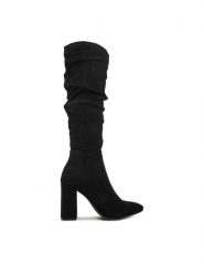 DeeZee Kozaki SQ856-2-BLACK SU Czarny. Czarne kozaki damskie DeeZee, bez wzorów, z materiału, bez obcasa, na słupku, bez zapięcia. Za 229.99 zł.