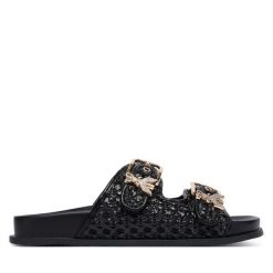 Klapki Patrizia Pepe. Czarne klapki damskie Patrizia Pepe, bez wzorów, bez obcasa, bez zapięcia. Za 579.99 zł.