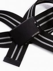 Pasek męski parciany z matową klamrą - czarno-biały A365 - uniwersalny. Czarne paski męskie Ombre Clothing. W wyprzedaży za 39.99 zł.