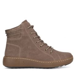 Botki Rieker. Czarne botki damskie Rieker, bez wzorów, bez obcasa, bez zapięcia. Za 272.99 zł.