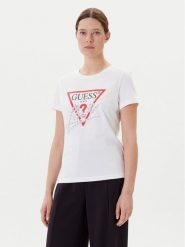 Guess T-Shirt W5YI40 I3Z14 Biały Regular Fit. Białe t-shirty damskie Guess, l, z aplikacjami, z bawełny, bez kołnierzyka, bez ramiączek. Za 139.99 zł.