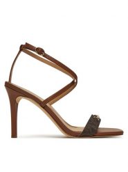 MICHAEL Michael Kors Sandały Lena 40S5LEHS1B Brązowy. Brązowe sandały damskie MICHAEL Michael Kors, bez wzorów, ze lnu, bez obcasa, na szpilce, bez zapięcia. W wyprzedaży za 569.99 zł.