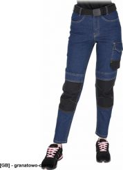 JEANS-L777 - Elastyczne spodnie ochronne do pasa damskie zapięcie guzik zamek błyskawiczny 6 kieszeni i na nakolanniki tkanina jeansowa 78% bawełna, 2. Brązowe spodnie dresowe damskie Reis, bez wzorów, z bawełny, sportowe. Za 170.24 zł.