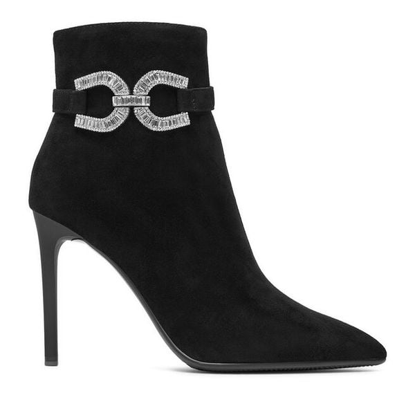 Botki Eva Minge. Czarne botki damskie Eva Minge, bez wzorów, bez obcasa, na szpilce, bez zapięcia. Za 429.99 zł.