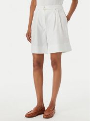 Tommy Hilfiger Szorty materiałowe WW0WW49040 Biały Wide Leg. Białe szorty damskie Tommy Hilfiger, bez wzorów, ze lnu. Za 489.99 zł.