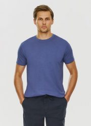 PAKO LORENTE – Bawełniany granatowy t-shirt z okrągłym dekoltem. Niebieskie t-shirty męskie Pako Lorente, xl, bez wzorów, z bawełny, bez kołnierzyka, bez ramiączek. Za 49.99 zł.