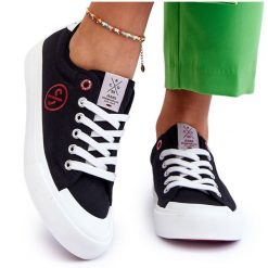 Damskie Materiałowe Tenisówki Cross Jeans LL2R4044 Czarne. Czarne trampki i tenisówki damskie bez wzorów, z gumy, bez zapięcia. Za 170.48 zł.