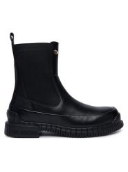 LOVE MOSCHINO Botki JA24043G1PIA0000 Czarny. Czarne botki damskie Love Moschino, bez wzorów, ze skóry, bez obcasa, na płaskiej podeszwie, bez zapięcia. Za 949.99 zł.