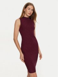 Marciano Guess Sukienka dzianinowa 4YGK0A 5718Z Bordowy Bodycon Fit. Czerwone sukienki damskie Marciano Guess, z aplikacjami, z dzianiny, bez kołnierzyka, bez ramiączek, bodycon. Za 399.99 zł.