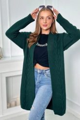 Sweter Kardigan splot warkocz ciemny zielony. Zielone kardigany damskie KESI, l, bez wzorów, z wełny, bez kołnierzyka, plus size. Za 209.11 zł.