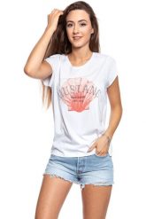 MUSTANG T SHIRT DAMSKI Alina C Foilprint 1009473 2045. Białe t-shirty damskie Mustang, s, bez wzorów, bez kołnierzyka, bez ramiączek. Za 69.99 zł.