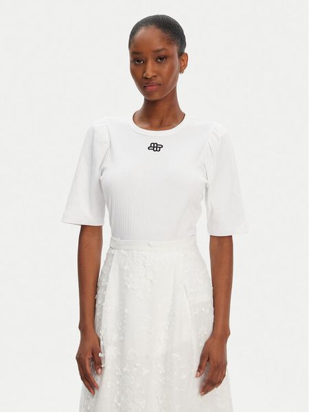 Munthe T-Shirt Parsa 252110025264 Biały Regular Fit. Białe t-shirty damskie Munthe, bez wzorów, z bawełny, bez kołnierzyka, bez ramiączek. Za 219.99 zł.