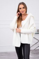 Sweter z kapturem i rękawami typu nietoperz ecru. Swetry nierozpinane damskie KESI, l, bez wzorów, z poliesteru, bez kołnierzyka, plus size, bez ramiączek. Za 178.78 zł.