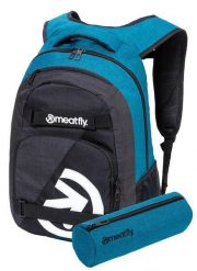 Plecak Exile 24L na laptopa – petrol/charcoal heather Meatfly + piórnik. Niebieskie plecaki męskie Meatfly, bez wzorów, z materiału, biznesowe. Za 237.99 zł.