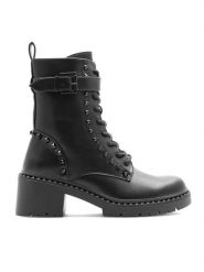 Jenny Fairy Trzewiki ADA H60129-1 Czarny. Czarne botki damskie Jenny Fairy, bez wzorów, z syntetyku, bez obcasa, na słupku, bez zapięcia. Za 129.99 zł.