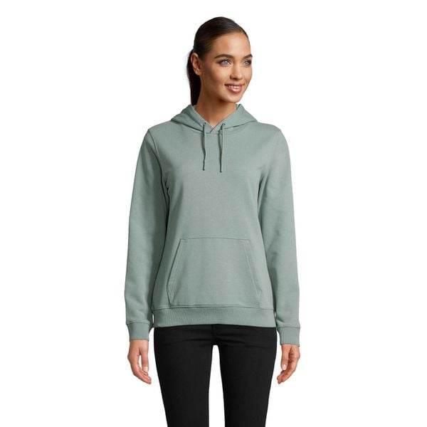 Bluza damska z kapturem Sol's Nicholas. Zielone bluzy damskie SOL'S, m, bez wzorów, z bawełny, eleganckie, bez ramiączek, z kapturem. Za 240.50 zł.