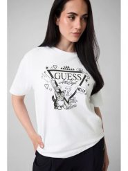 Guess T-Shirt 182753 Biały Classic Fit. Białe t-shirty damskie Guess, s, z aplikacjami, bez kołnierzyka, bez ramiączek. Za 154.99 zł.