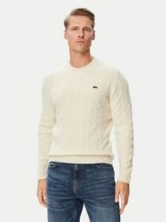 Lacoste Sweter AH2924 Beżowy jasny Regular Fit. Brązowe swetry męskie Lacoste, m, bez wzorów, z wełny, bez kołnierzyka, bez ramiączek. Za 709.99 zł.
