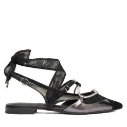 Czółenka PINKO. Czarne czółenka damskie Pinko, bez wzorów, bez obcasa, bez zapięcia. Za 1,079.00 zł.