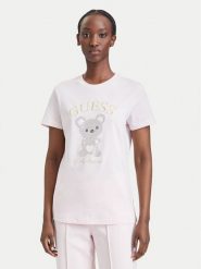Guess T-Shirt V6BI28 K9360 Różowy jasny Regular Fit. Czerwone t-shirty damskie Guess, xl, z aplikacjami, z bawełny, bez kołnierzyka, bez ramiączek. Za 234.99 zł.