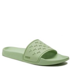Klapki Puma. Zielone klapki damskie Puma, bez wzorów, sportowe, bez obcasa, bez zapięcia. Za 149.99 zł.