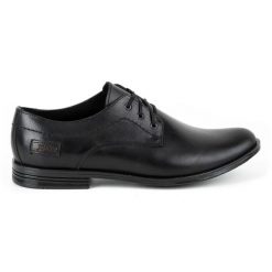 Joker Buty męskie wizytowe skórzane 328J czarne. Czarne buty wizytowe męskie bez wzorów, z jeansu, bez obcasa, bez zapięcia. Za 351.82 zł.
