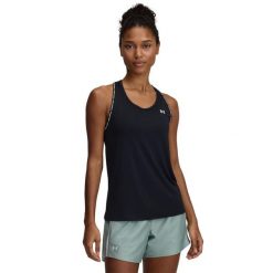 Damski tank top Under Armour Tech Knockout. Czarne topy damskie Under Armour, bez wzorów, sportowe, bez kołnierzyka, bez ramiączek. W wyprzedaży za 140.85 zł.